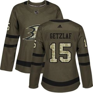 Damen Anaheim Ducks Trikot Ryan Getzlaf 15 Camo Grün Authentic